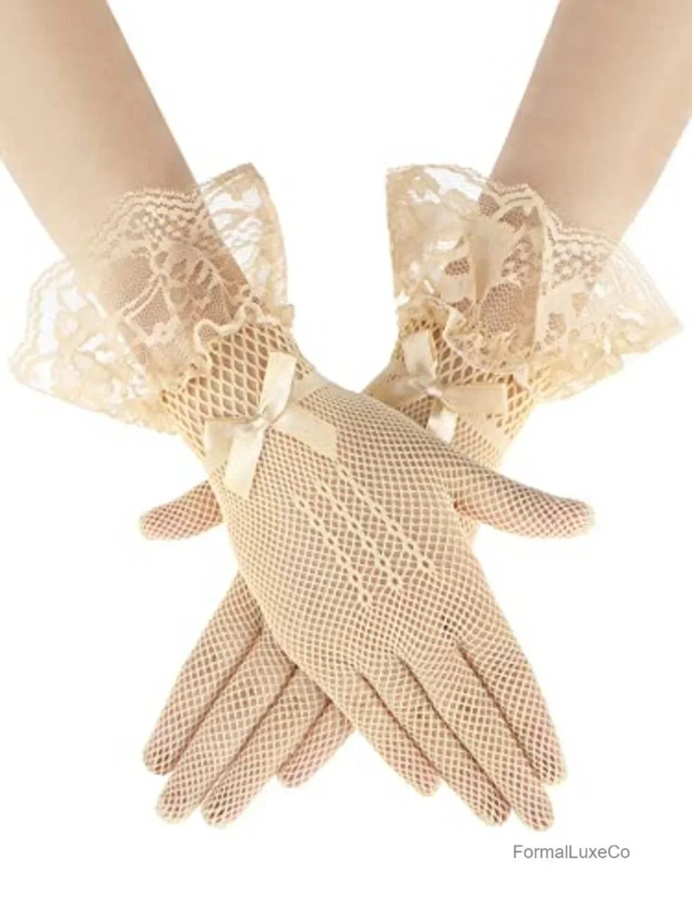 Elegant Lace Short Tea Party Gloves for Women